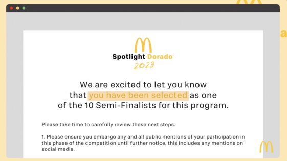 Photo of Semi-finalist email